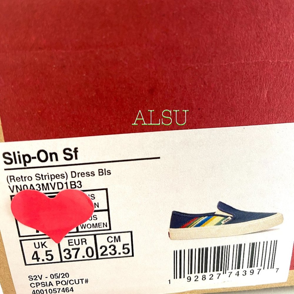 💖MEGA SALE💖VANS Slip-On Sf Low Top Retro Stripes Canvas Women Size VN0A3MVD1B3 - Picture 9 of 9